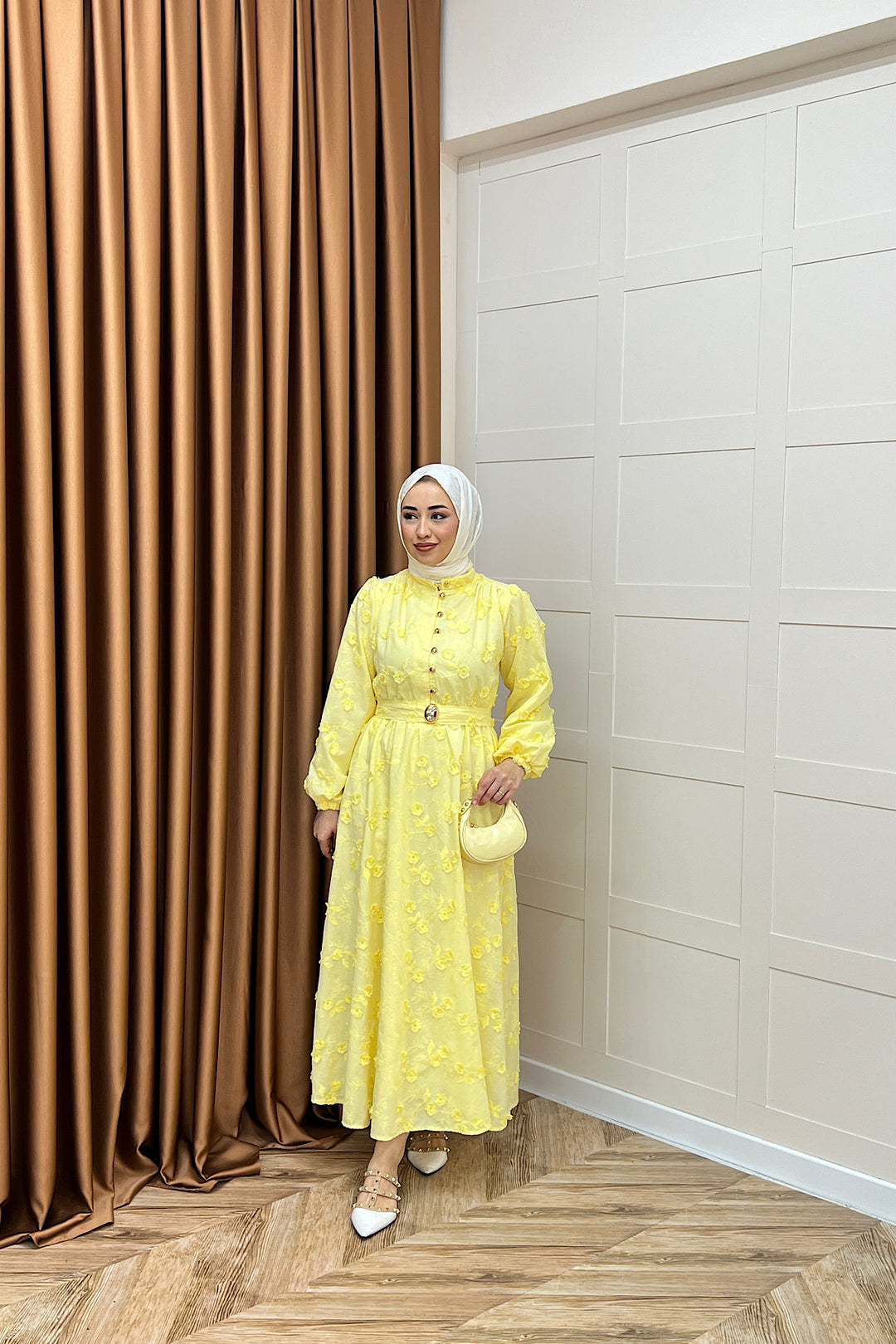 Fiesta Elbise Sarı 3157-SARI