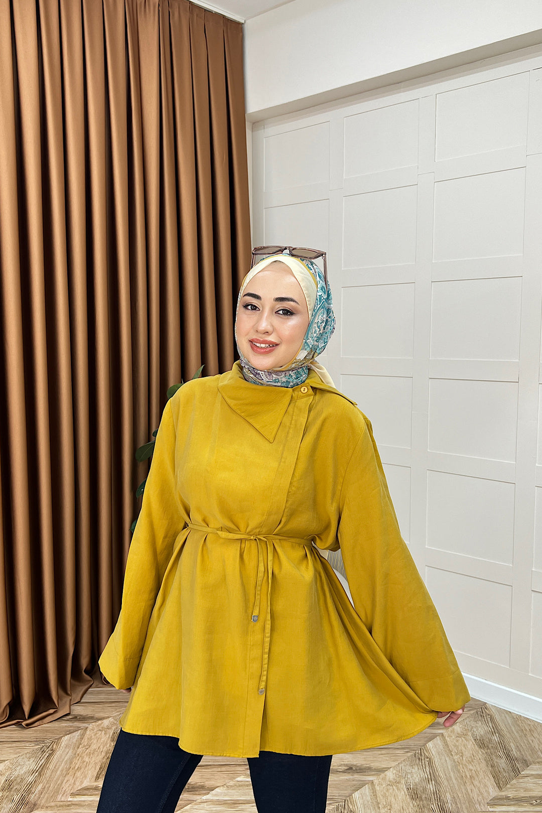 Zenith Kuşaklı Gömlek Hardal 4470-HARDAL