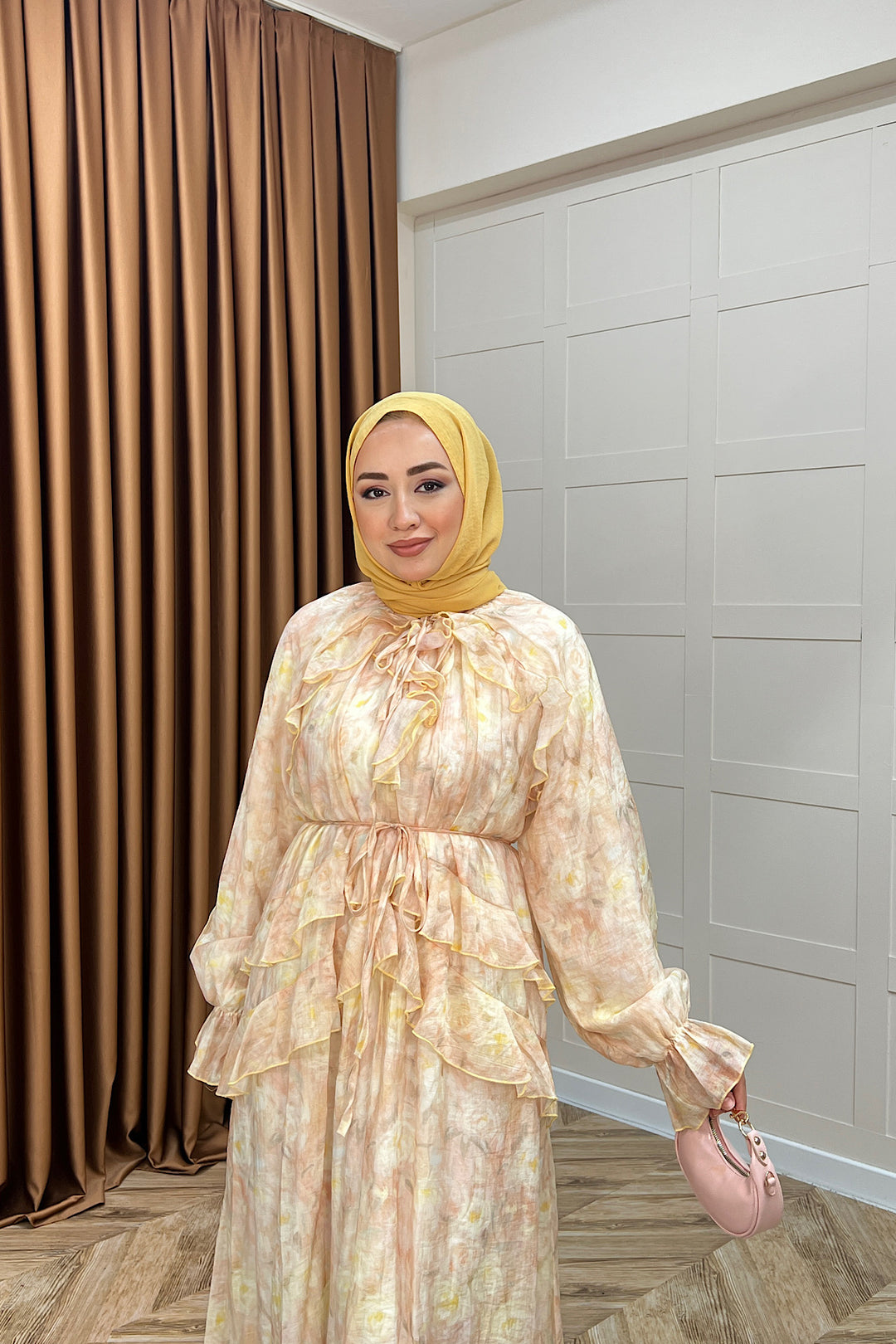 Mindy Fırfırlı Elbise Gül Kurusu 5179-GULKURUSU
