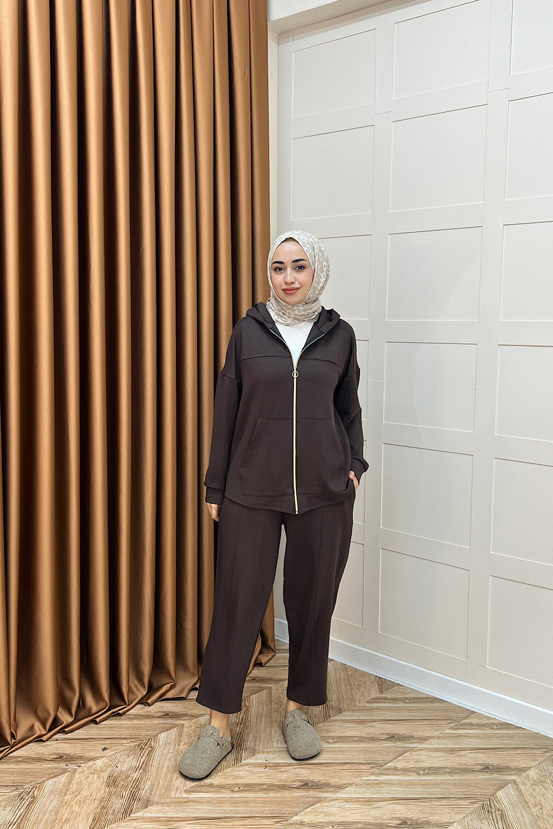 Efsa Kapüşonlu Takım Kahverengi 70149-KAHVERENGI