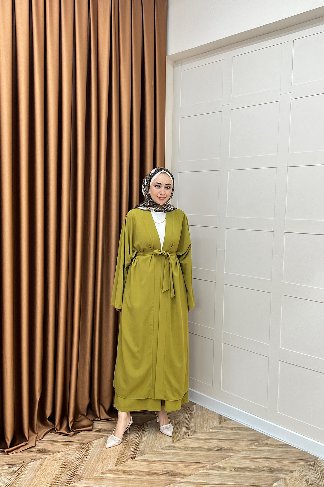 Mina İkili Kimono Takım Yağ Yeşili 8571-YAGYESILI
