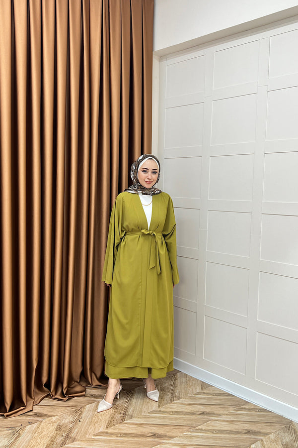 Mina İkili Kimono Takım Yağ Yeşili 8571-YAGYESILI