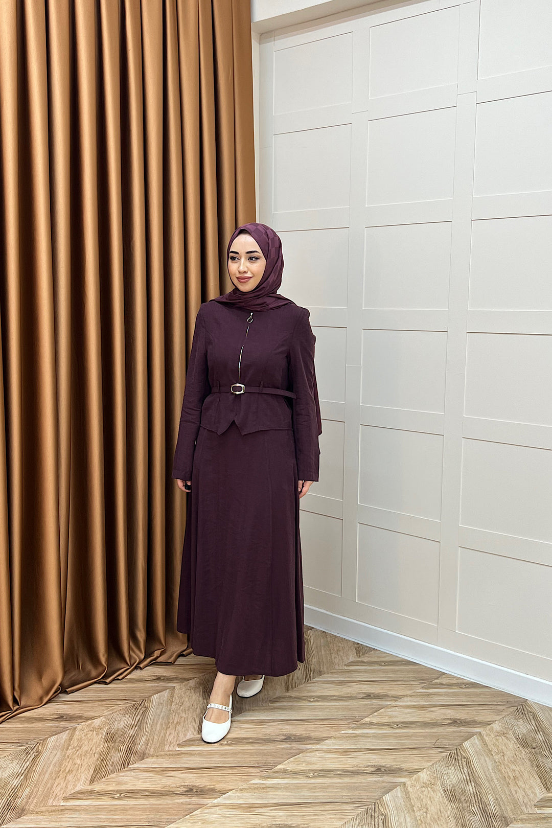 Mira Kemerli Etek Takım Mürdüm 03183-MURDUM