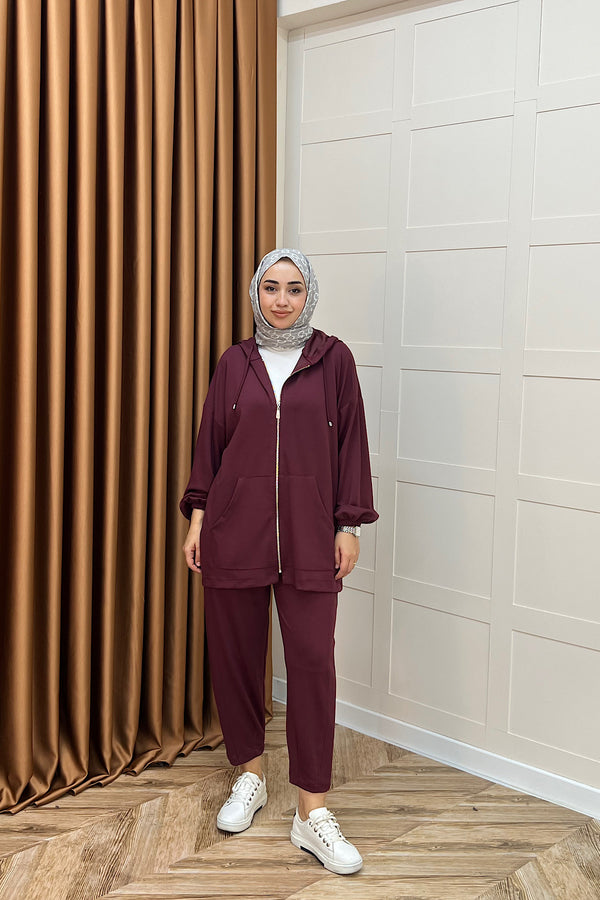 Kanguru Cepli Fermuarlı Takım Bordo 2014-BORDO