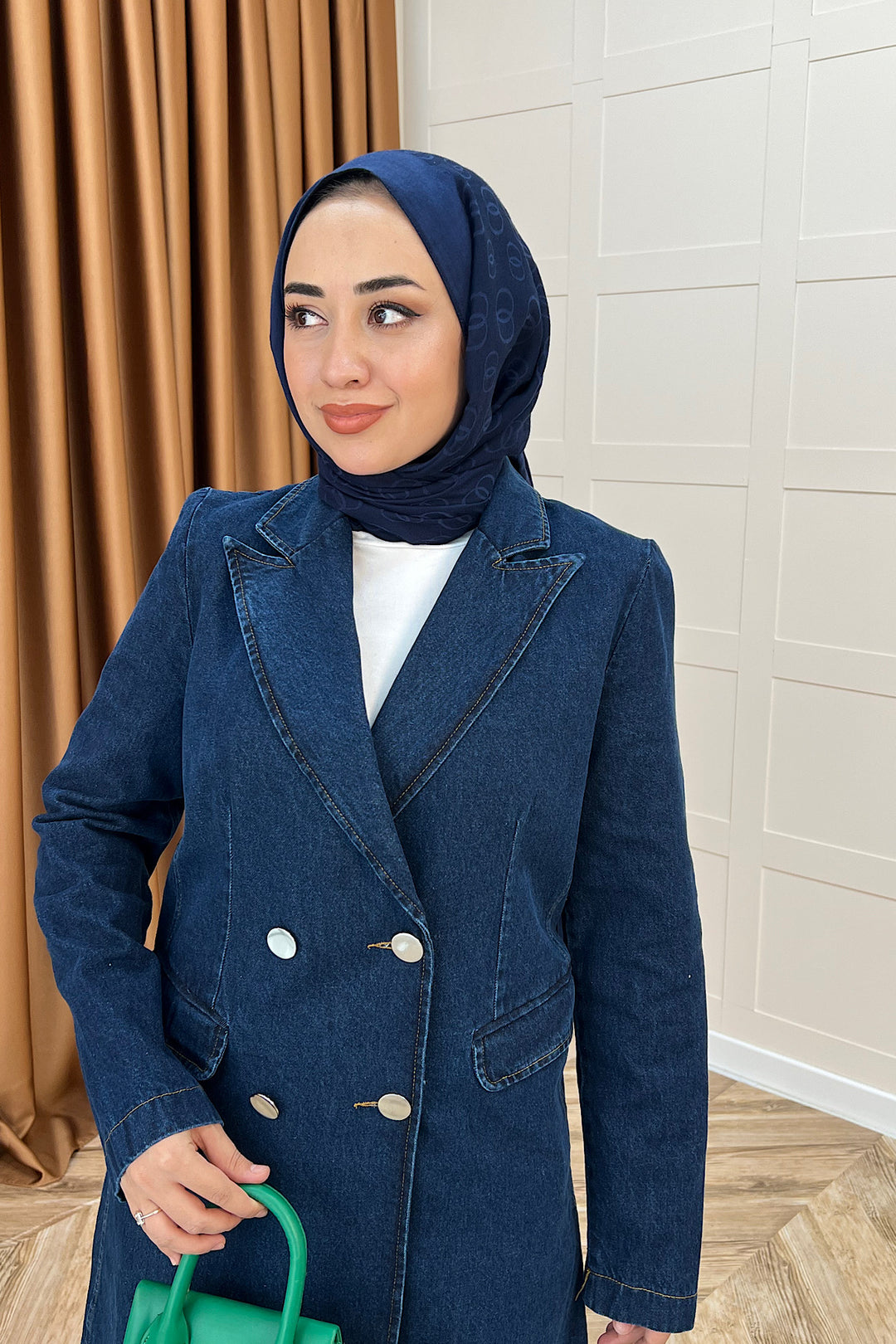 Dört Düğme Kot Ceket Lacivert 6187-LACIVERT