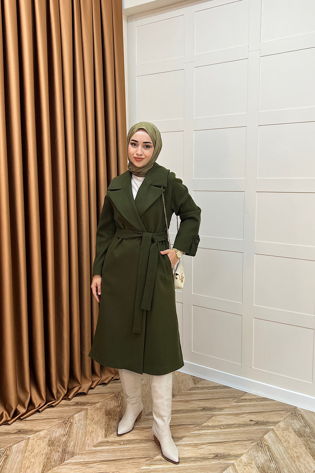 Martina Yırtmaçlı Kaban Haki 5508-HAKI