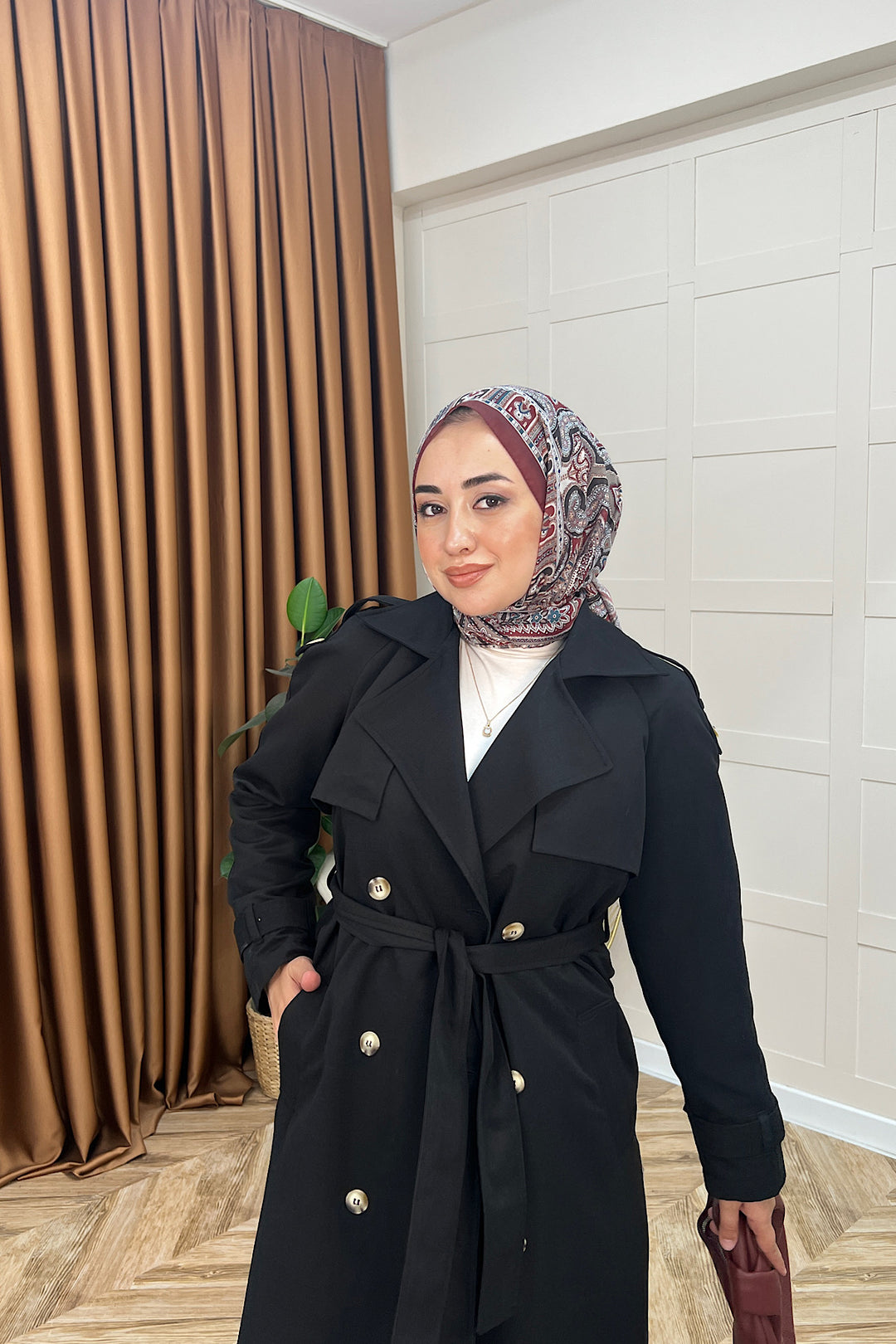 Hazel Astarlı Trençkot Siyah 5532-SIYAH