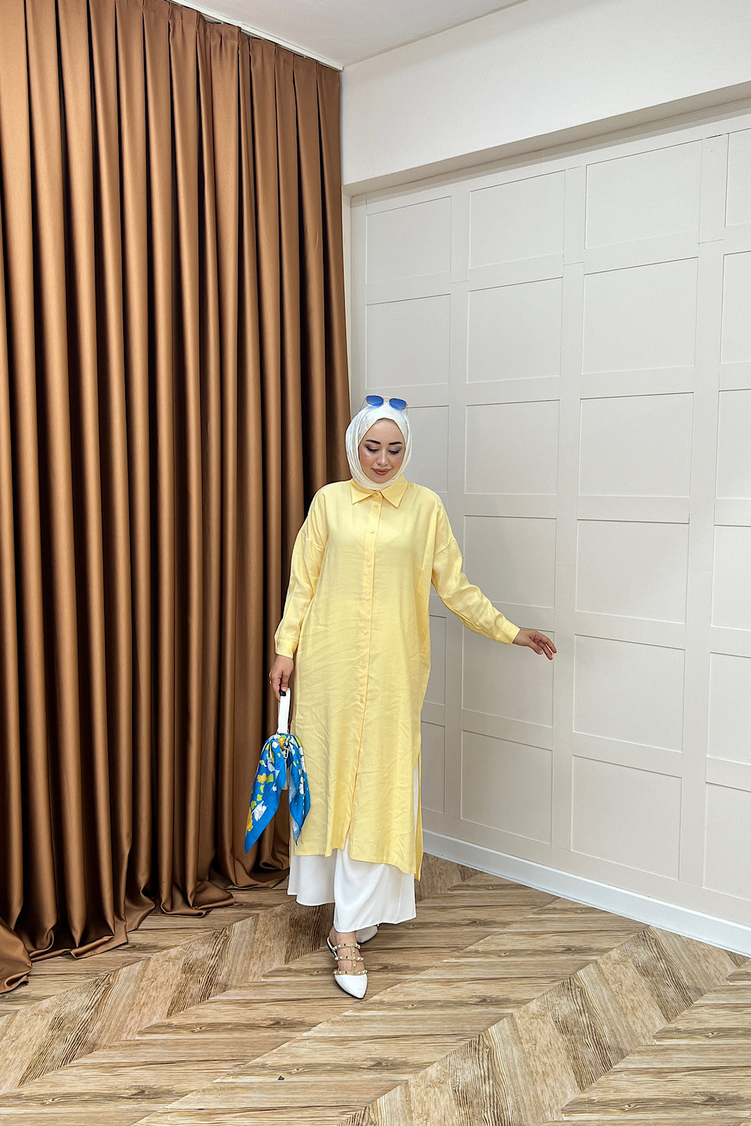 Cupra Uzun Tunik Sarı 02760-SARI