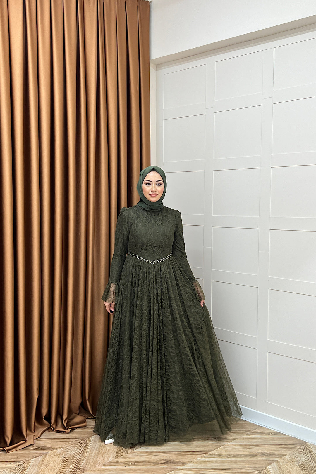 Elena Dantel Abiye Haki 03101-HAKI