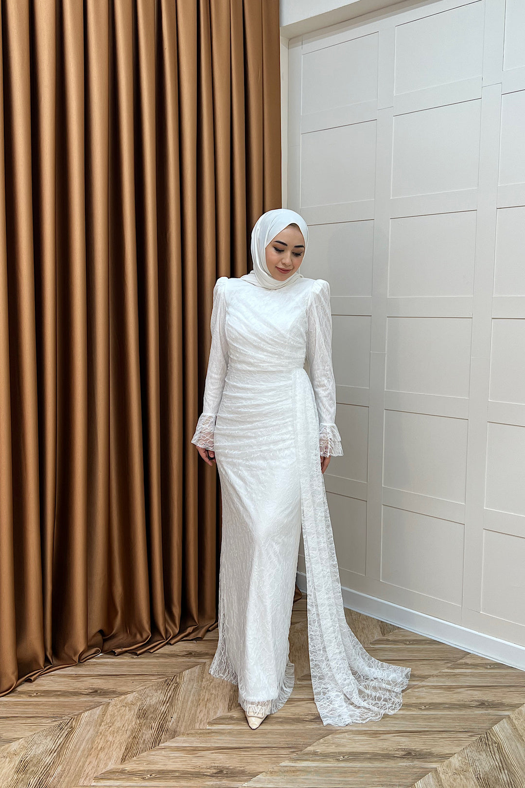 Serena Dantel Balık Abiye Beyaz 3082-BEYAZ