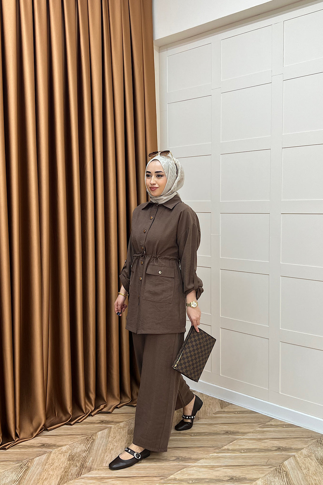 Aria Belden Bağlamalı İkili Takım Kahverengi 3184-KAHVERENGI