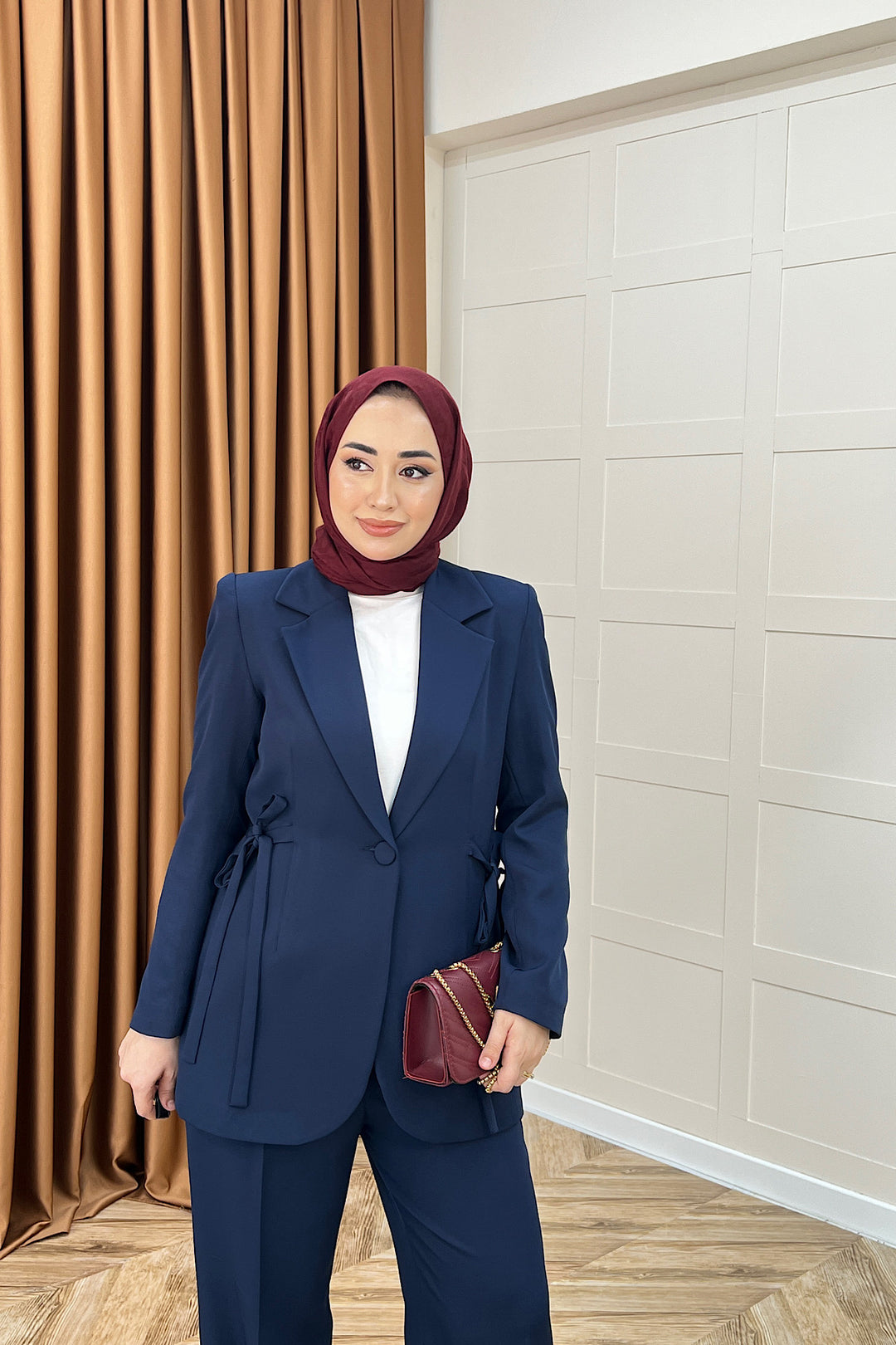 Zeina Bel Detay Ceketli Takım Lacivert 06202-LACIVERT