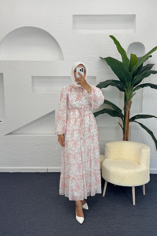 Liva Şifon Elbise Pembe 3065-PEMBE