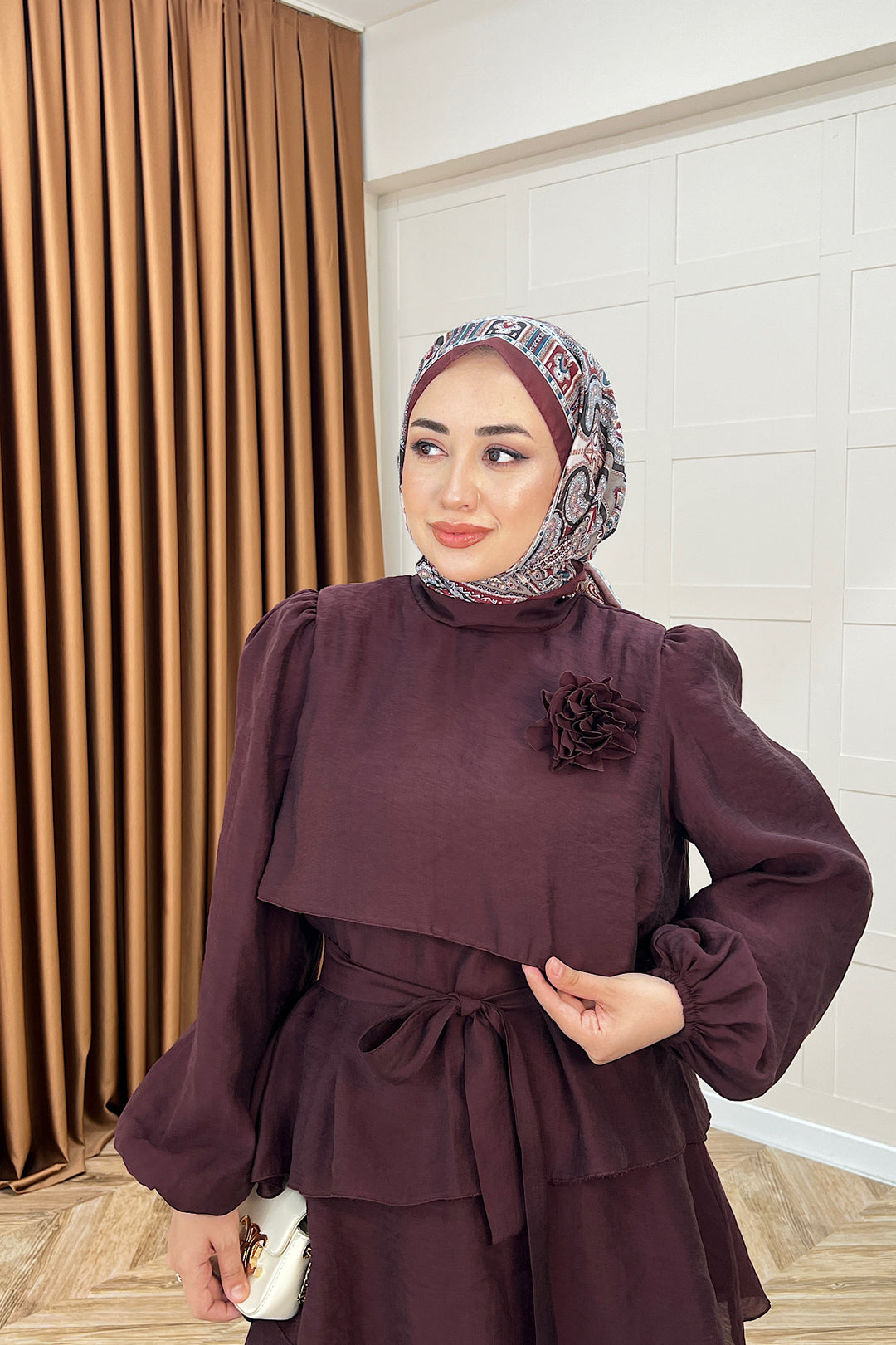 Aura Broş Detay Takım Mürdüm 74001-MURDUM