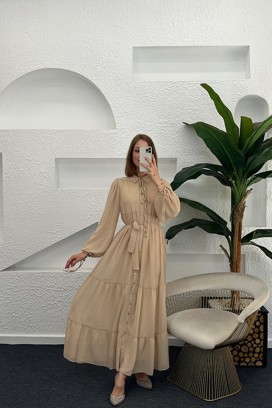 Belinda Şifon Elbise Vizon 3043-VIZON