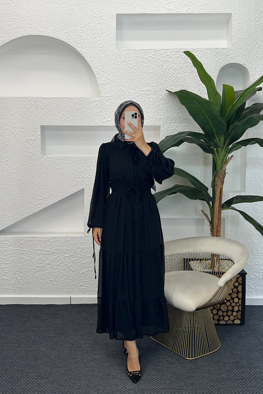 Belinda Şifon Elbise Siyah 3043-SIYAH