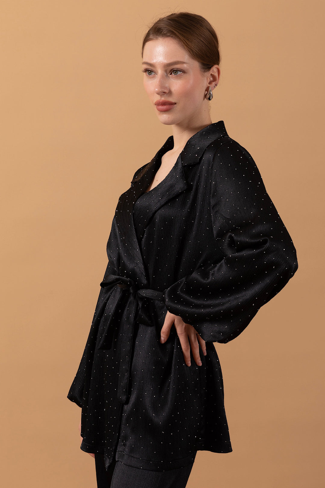 Taş İşlemeli ikili Takım Siyah 4293-SIYAH