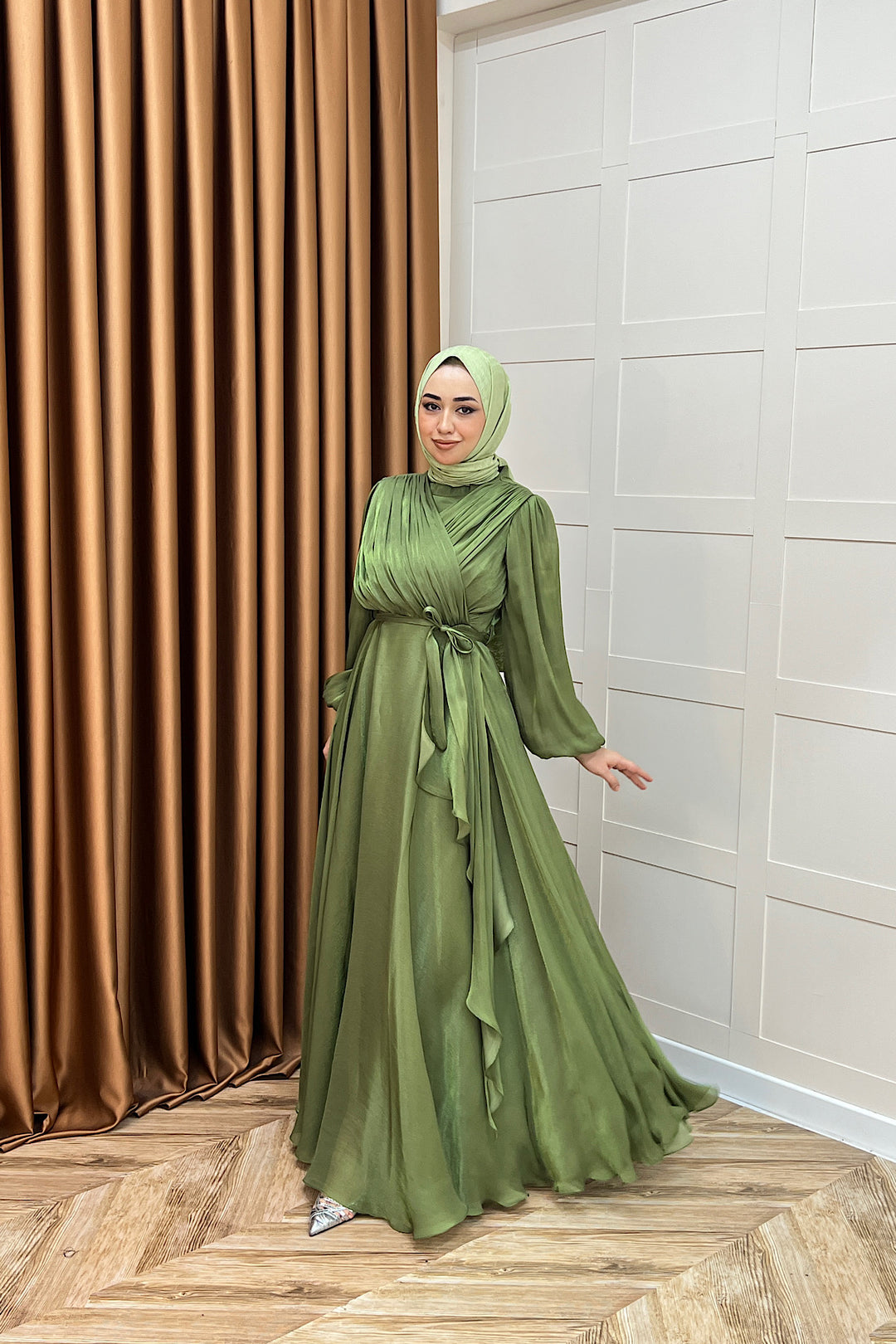 Luna Saten Abiye Yeşil 3072-YESIL