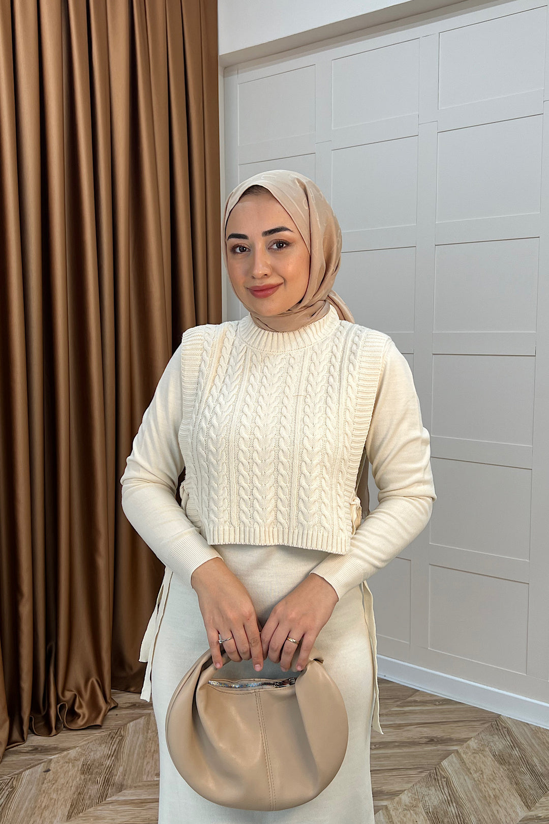 Barles İkili Triko Elbise Krem 25220-KREM