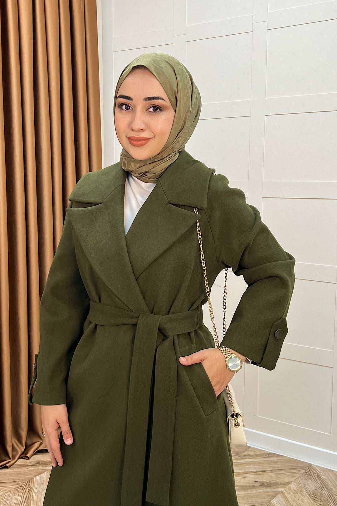 Martina Yırtmaçlı Kaban Haki 5508-HAKI