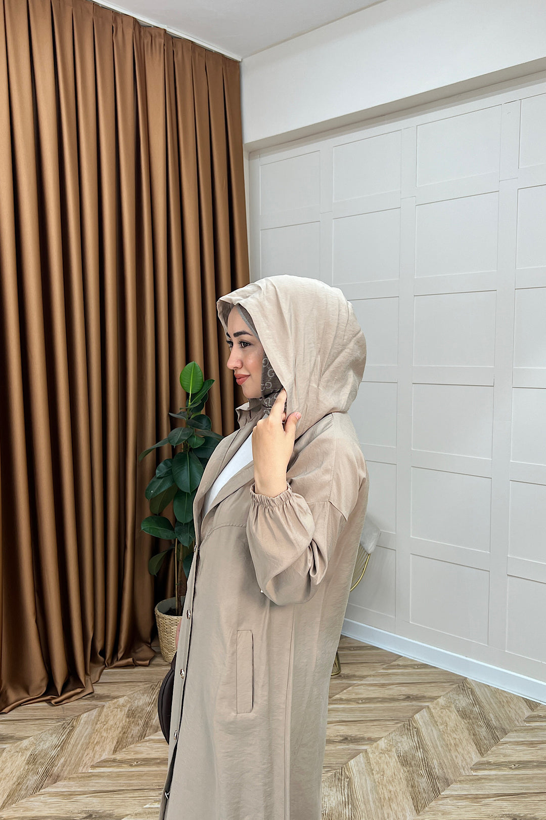 004-Liana Düğmeli Kap Vizon 004-VIZON