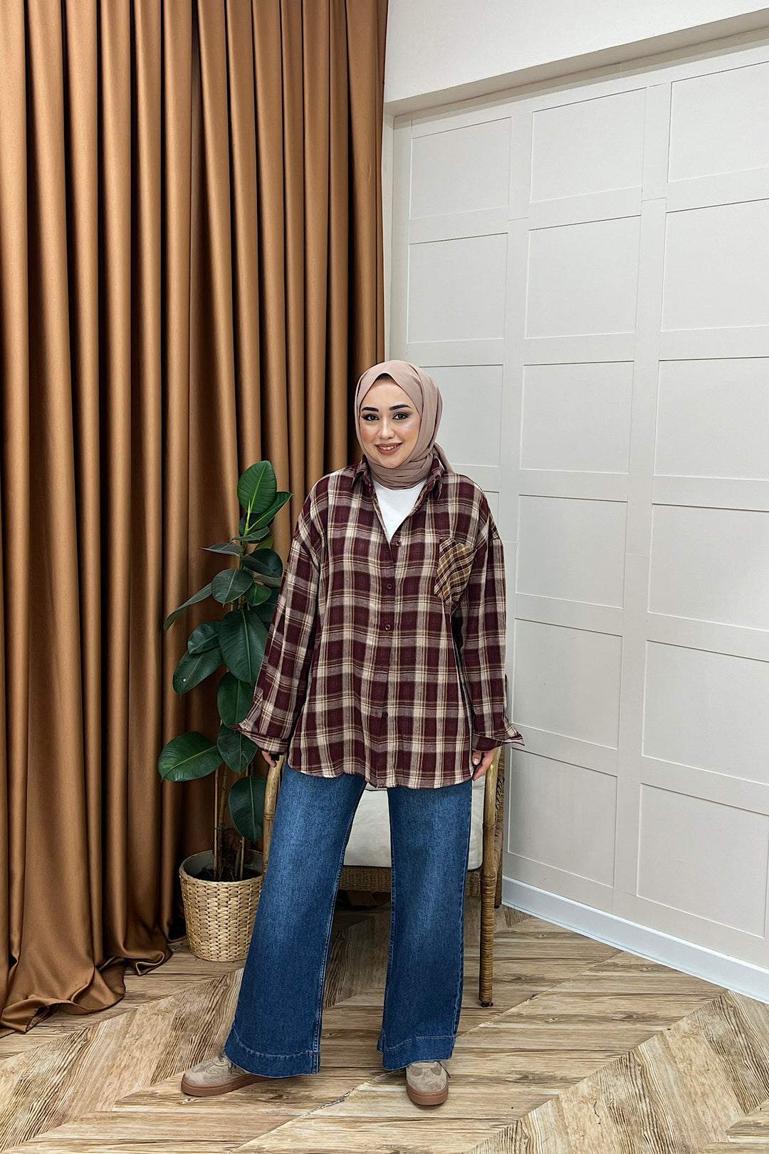 Ekose Gömlek Bordo 5163-BORDO