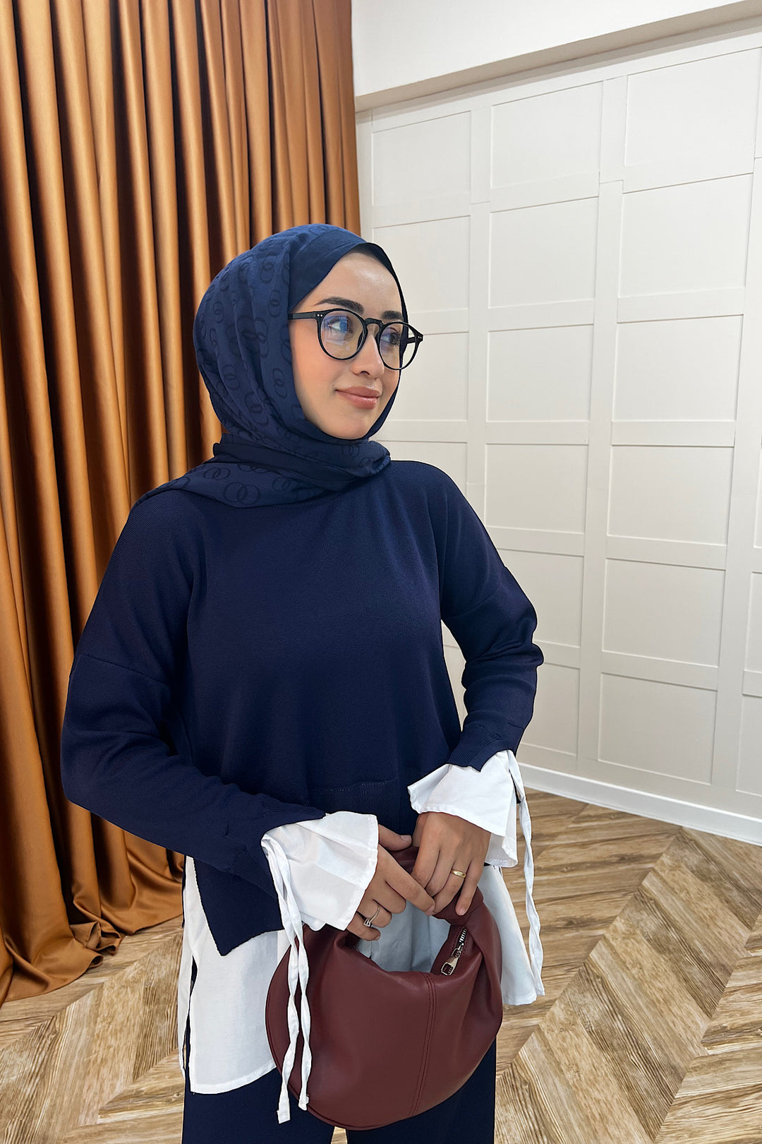 Truva Gömlek Detay Merserize Triko Takım Lacivert 25350-LACIVERT