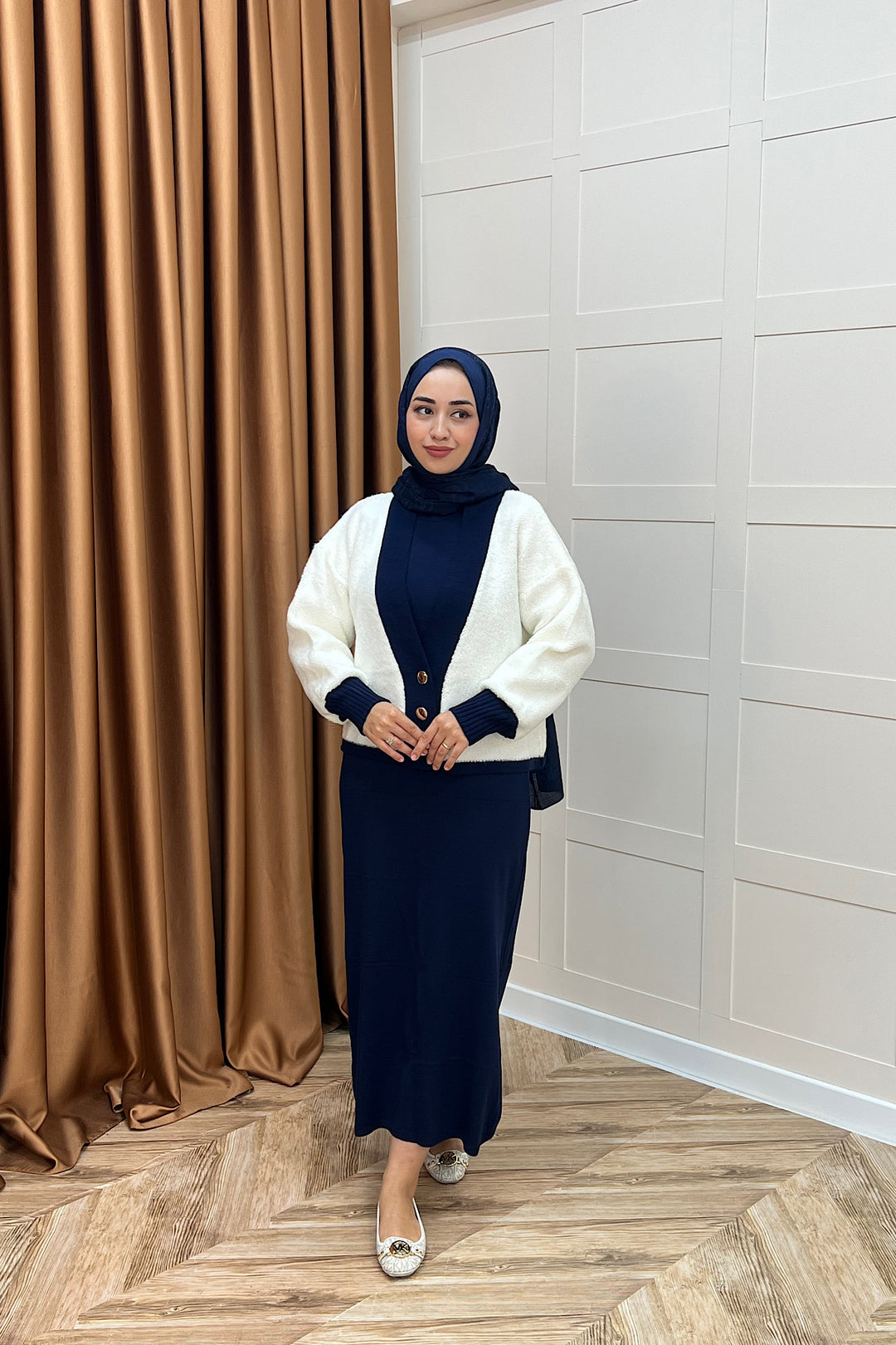 Sezen İkili Triko Elbise Lacivert 241090-LACIVERT