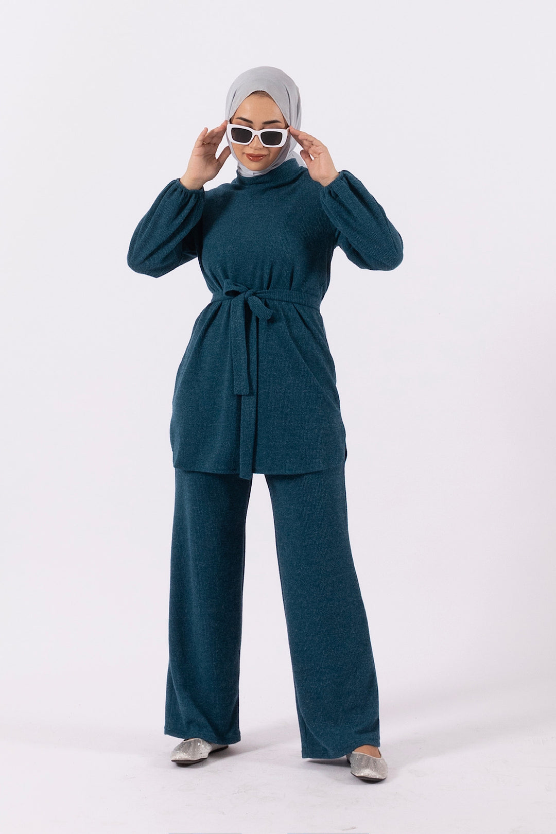 Zarina İkili Örme Takım Petrol 24K6174-PETROL