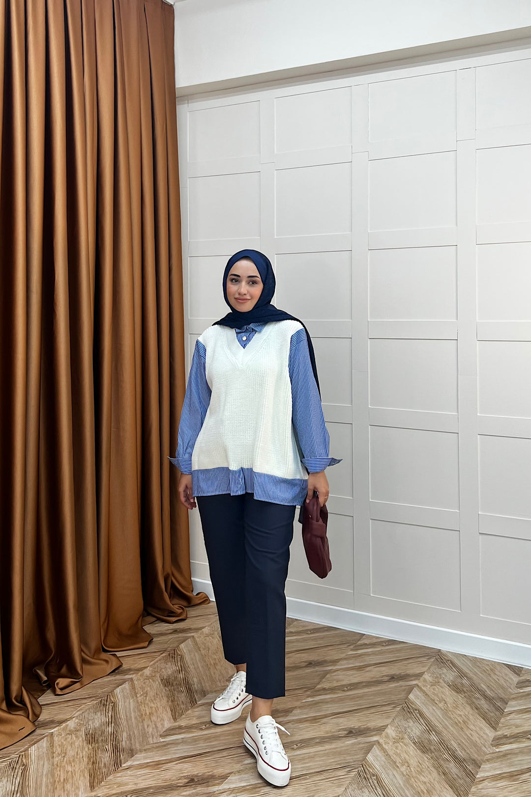 Triko Süveterli Gömlek Ekru 24730-EKRU