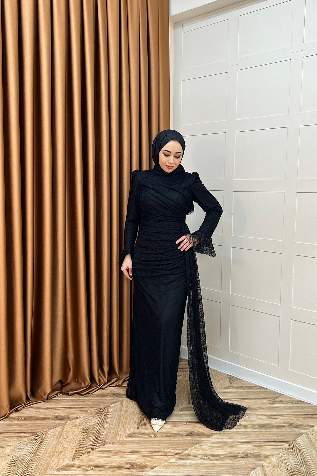 Serena Dantel Balık Abiye Siyah 3082-SIYAH