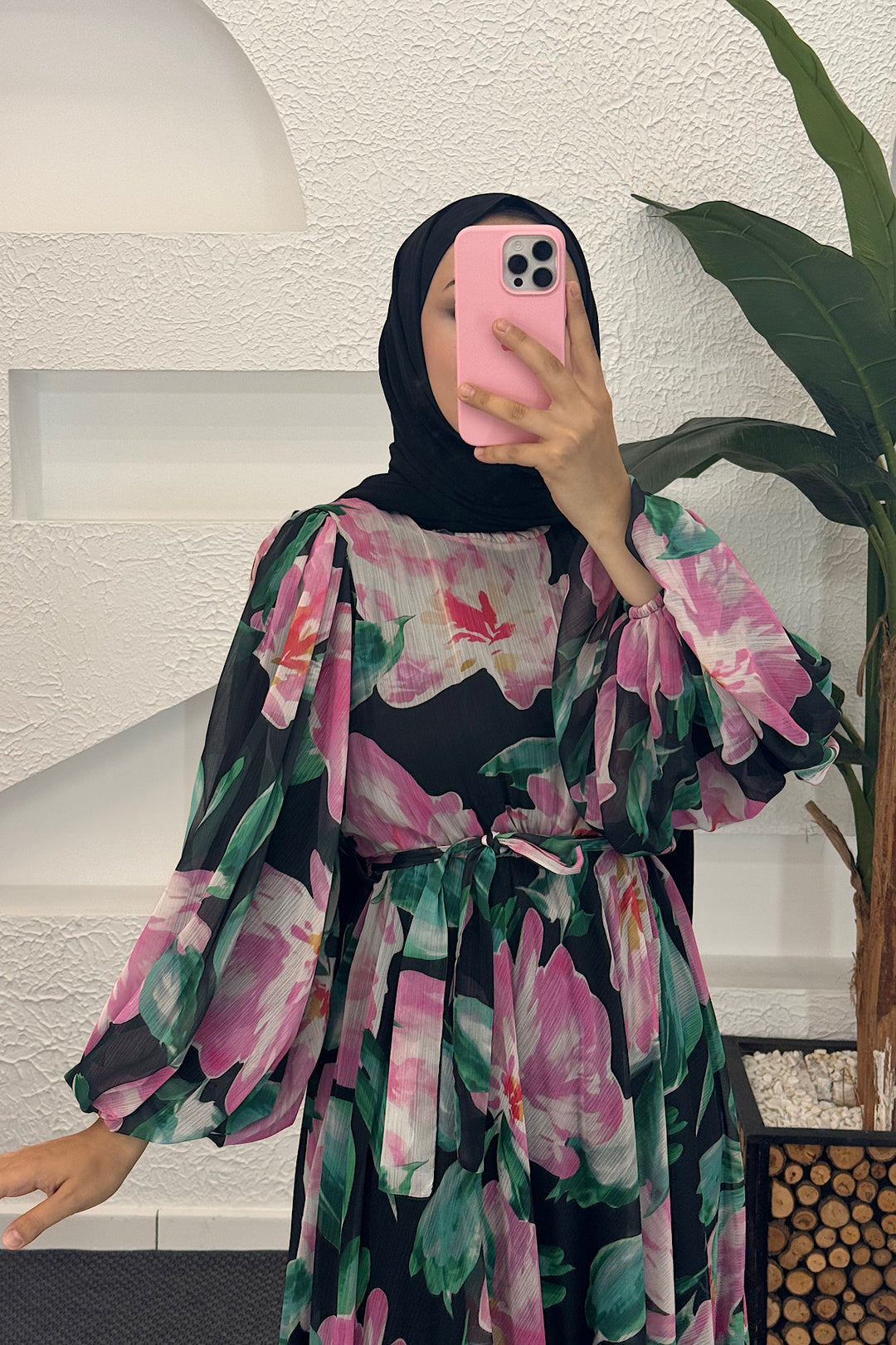 Mindy Hayal Desen Elbise Siyah 3055-SIYAH