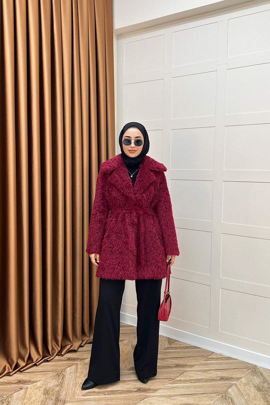 Grok Peluş Kaban Bordo 5523-BORDO