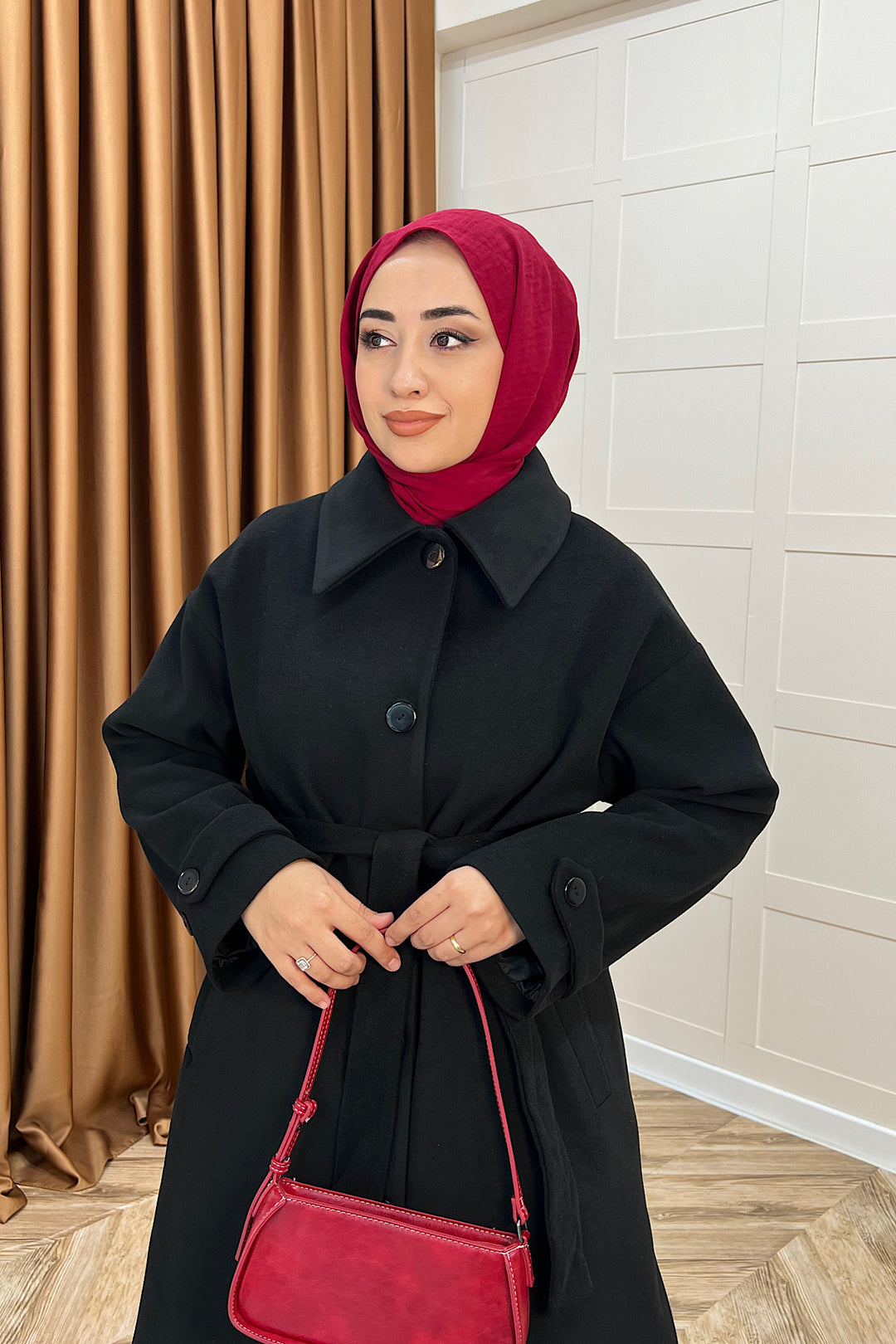 Parla Premium Kumaş Kaban Siyah 5516-SIYAH