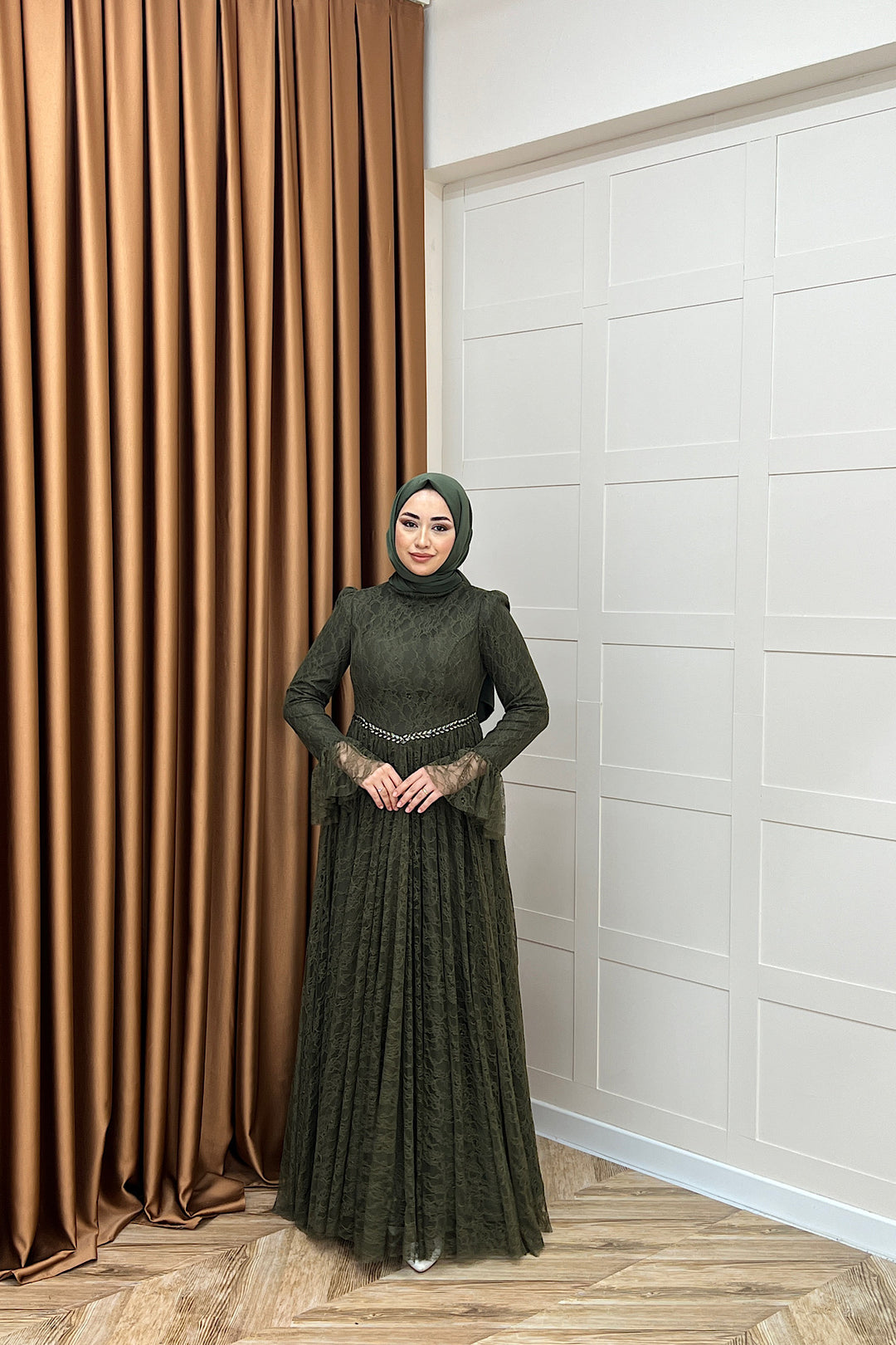Elena Dantel Abiye Haki 03101-HAKI