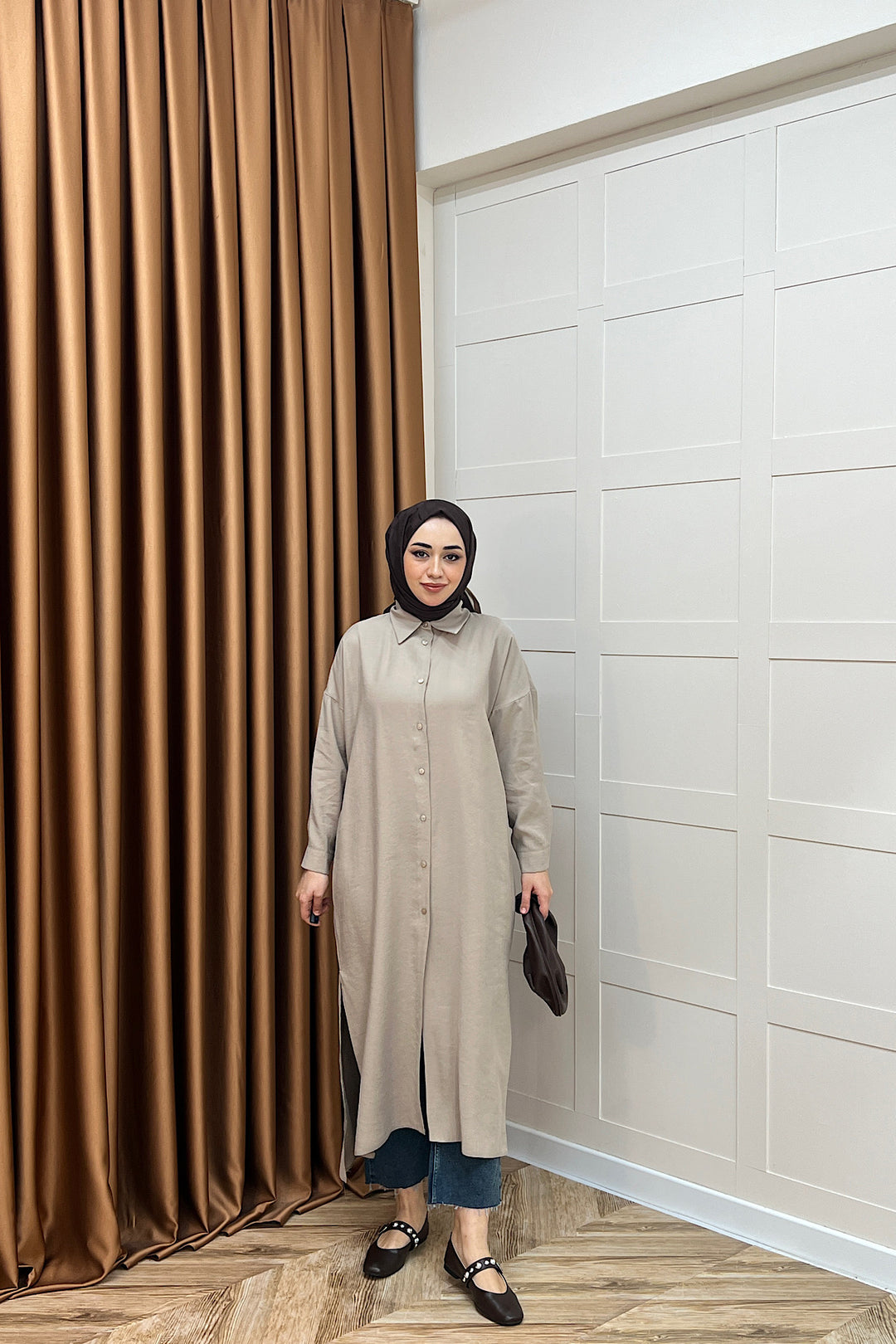 Cupra Uzun Tunik Vizon 02760-VIZON