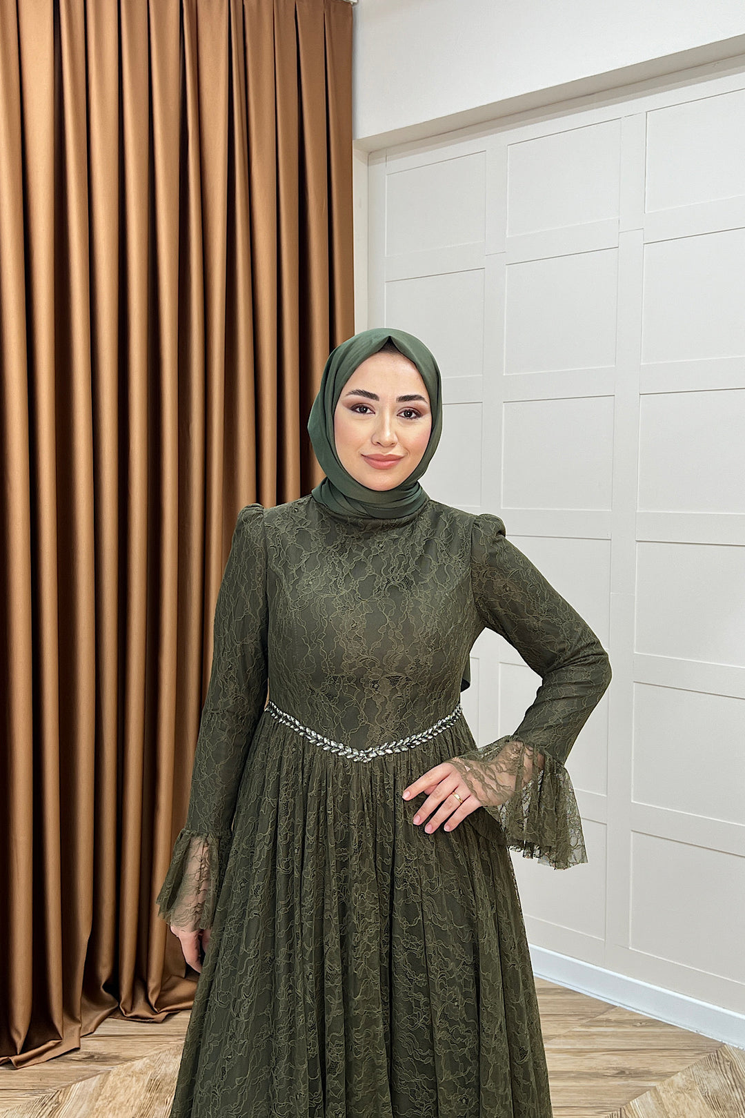 Elena Dantel Abiye Haki 03101-HAKI