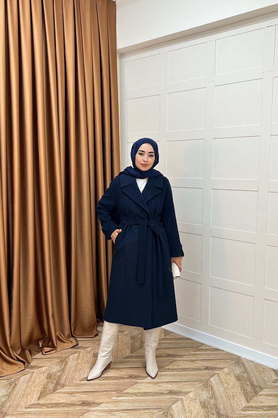 Martina Yırtmaçlı Kaban Lacivert 5508-LACIVERT