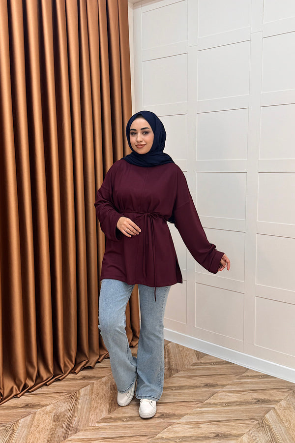 Türev Duble Kol Tunik Bordo 6060-BORDO