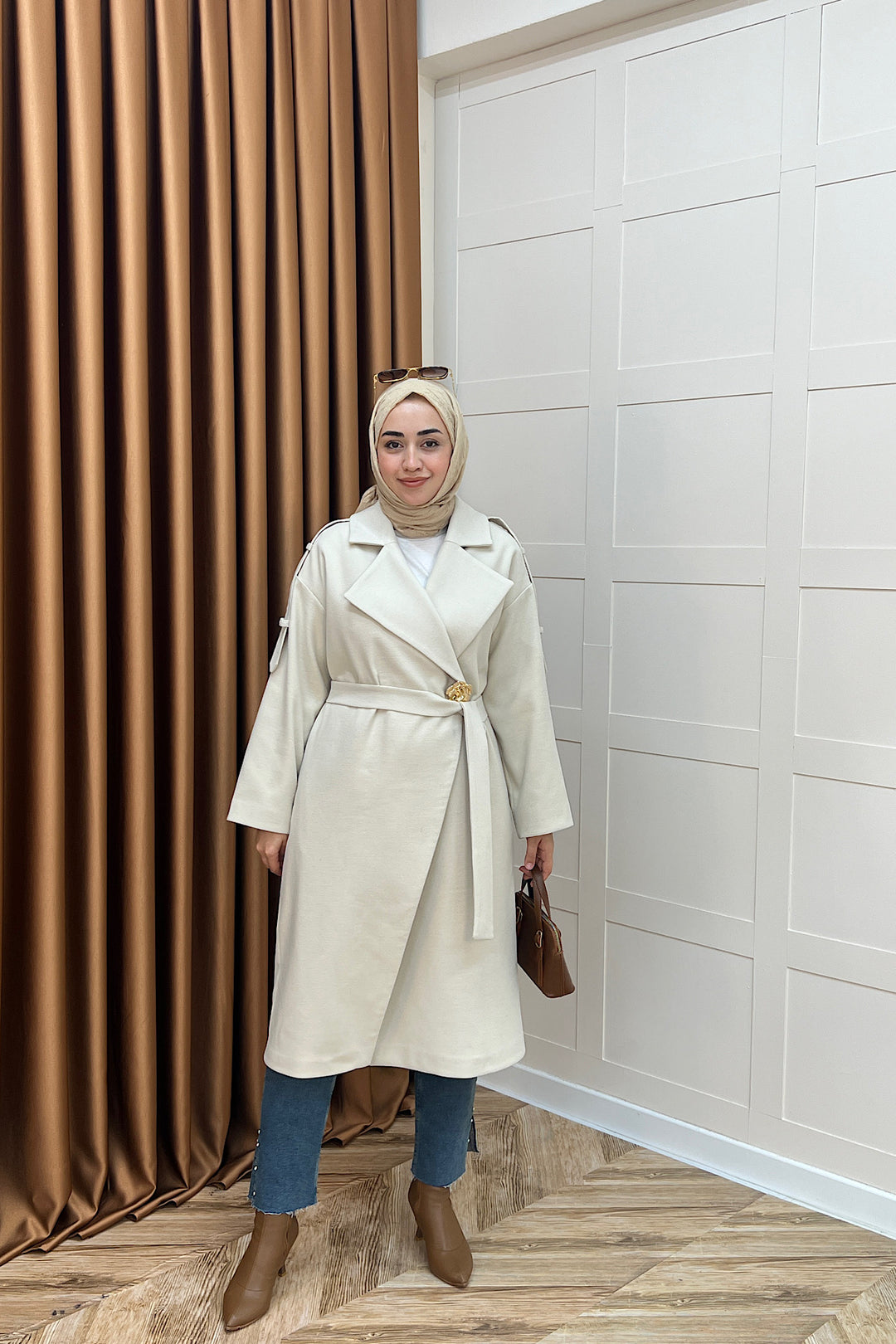 Parya Omuz Detay Kaşe Kaban Taş 5531-TAS