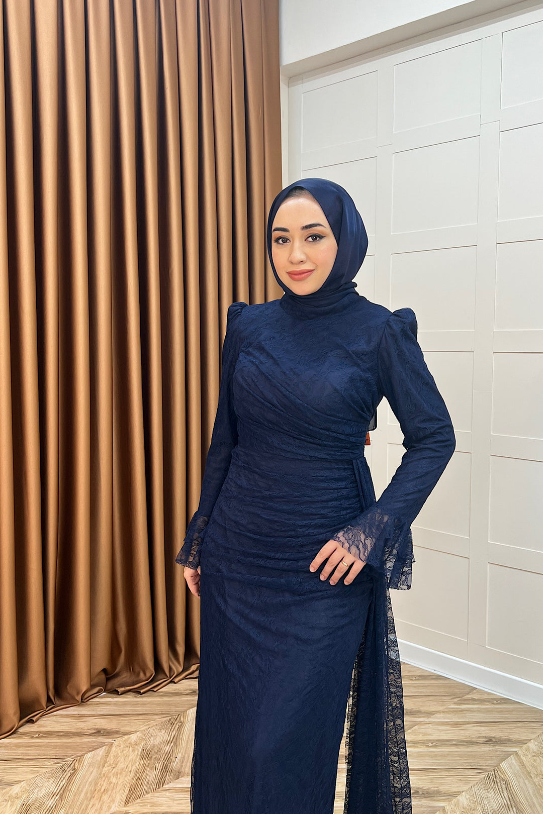 Serena Dantel Balık Abiye Lacivert 3082-LACIVERT