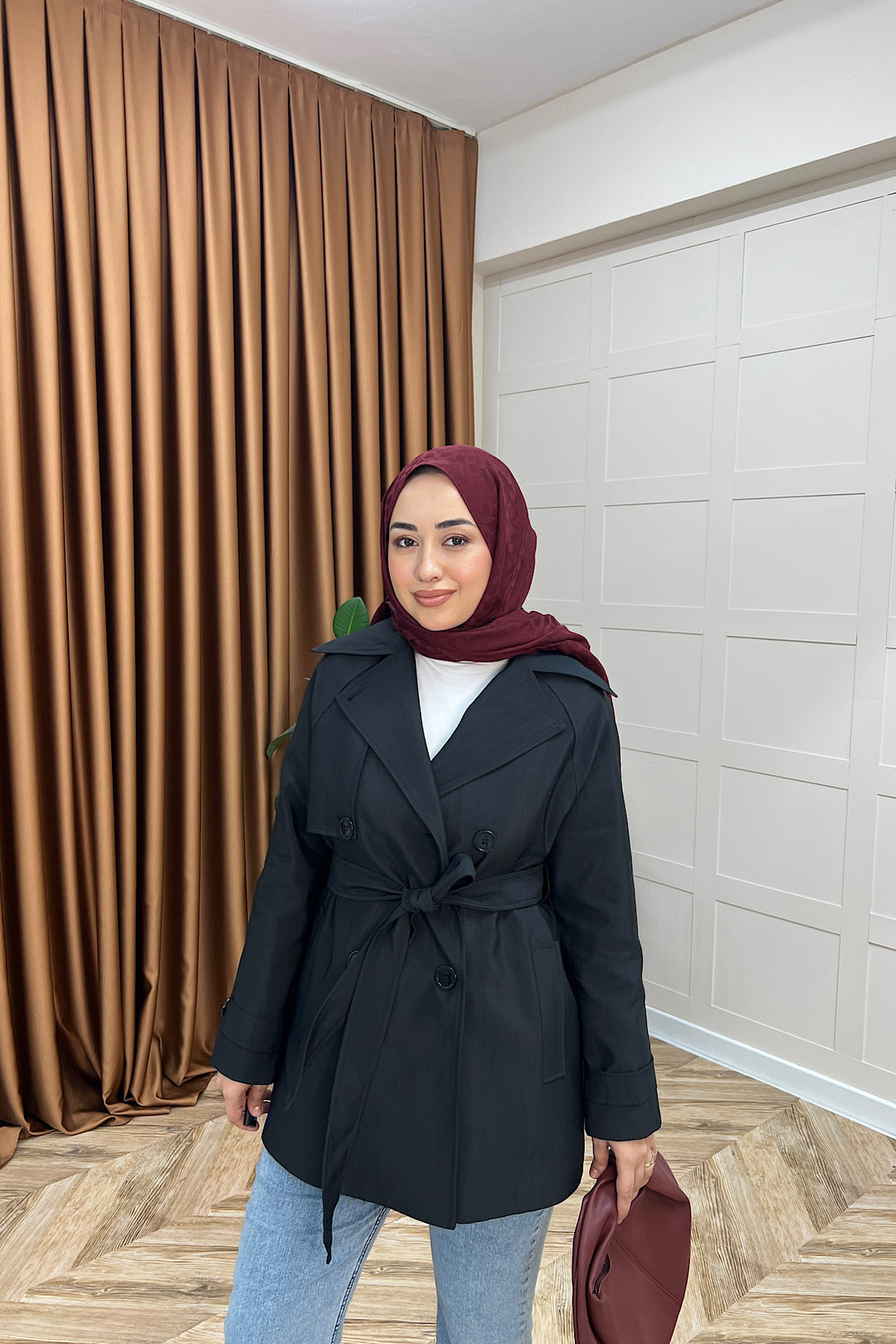 Elya Kuşaklı Trençkot Siyah 1006-SIYAH
