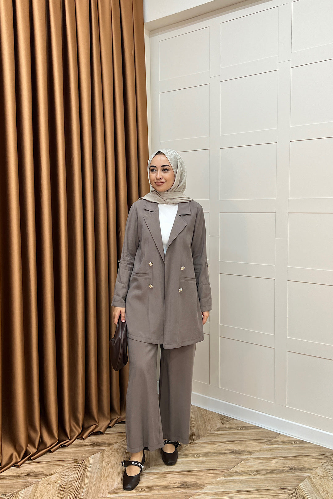 Sandra Ceketli Takım Kahverengi 5003-KAHVERENGI