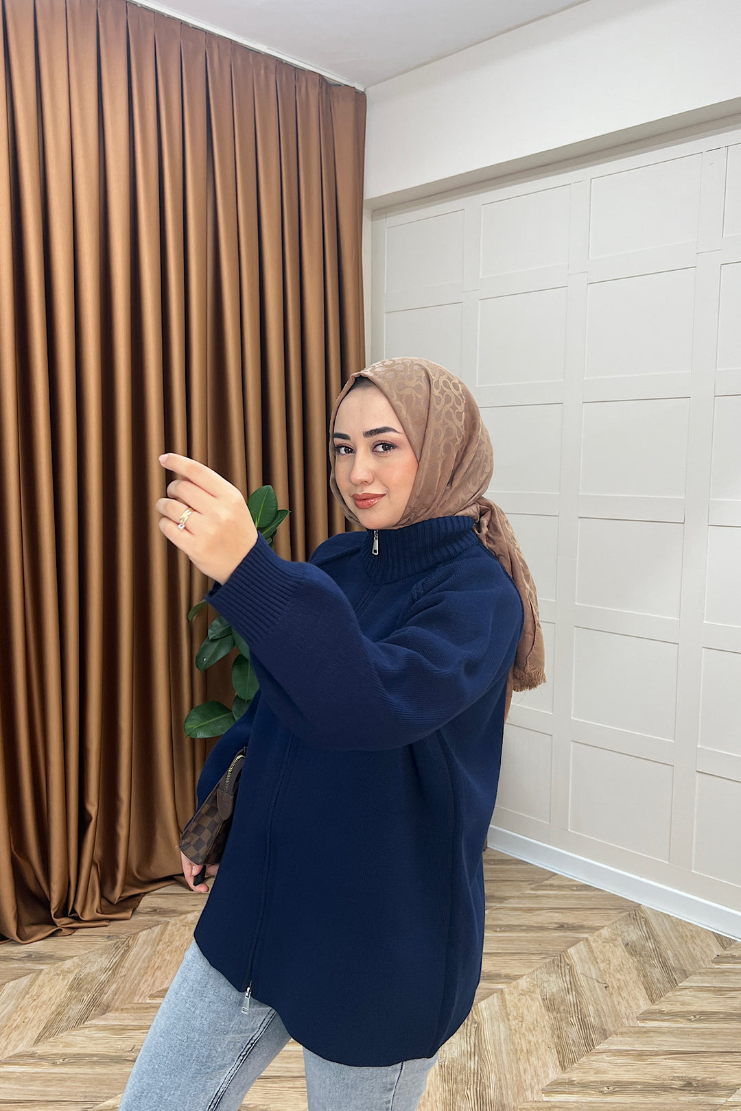 Julie Fermuarlı Hırka Lacivert 25800-LACIVERT