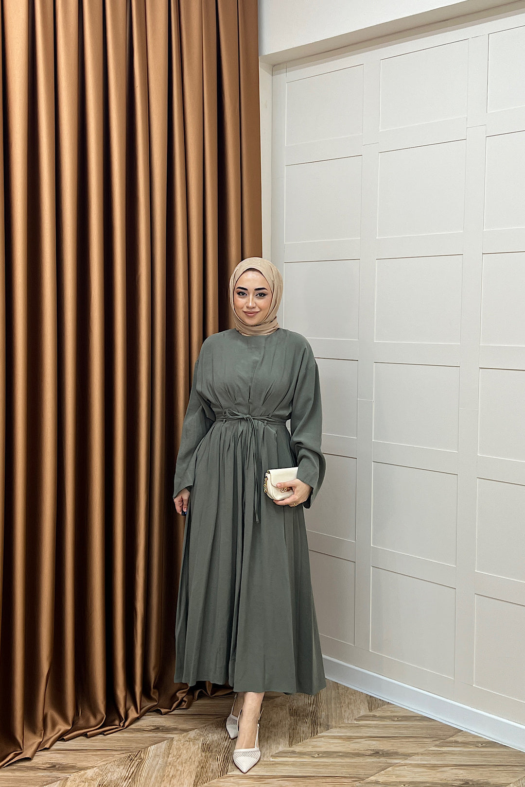 Alya Belden Bağlamalı Elbise Yeşil 39020-YESIL