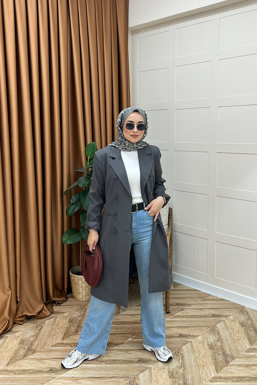 Fermin Uzun Blazer Ceket Antrasit 1008-ANTRASIT
