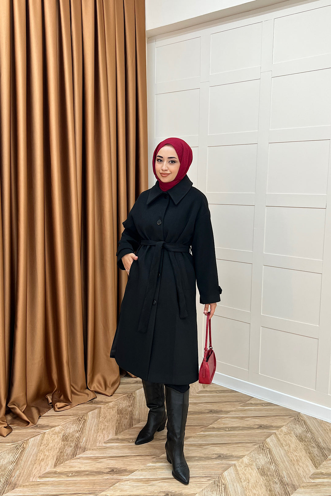 Parla Premium Kumaş Kaban Siyah 5516-SIYAH