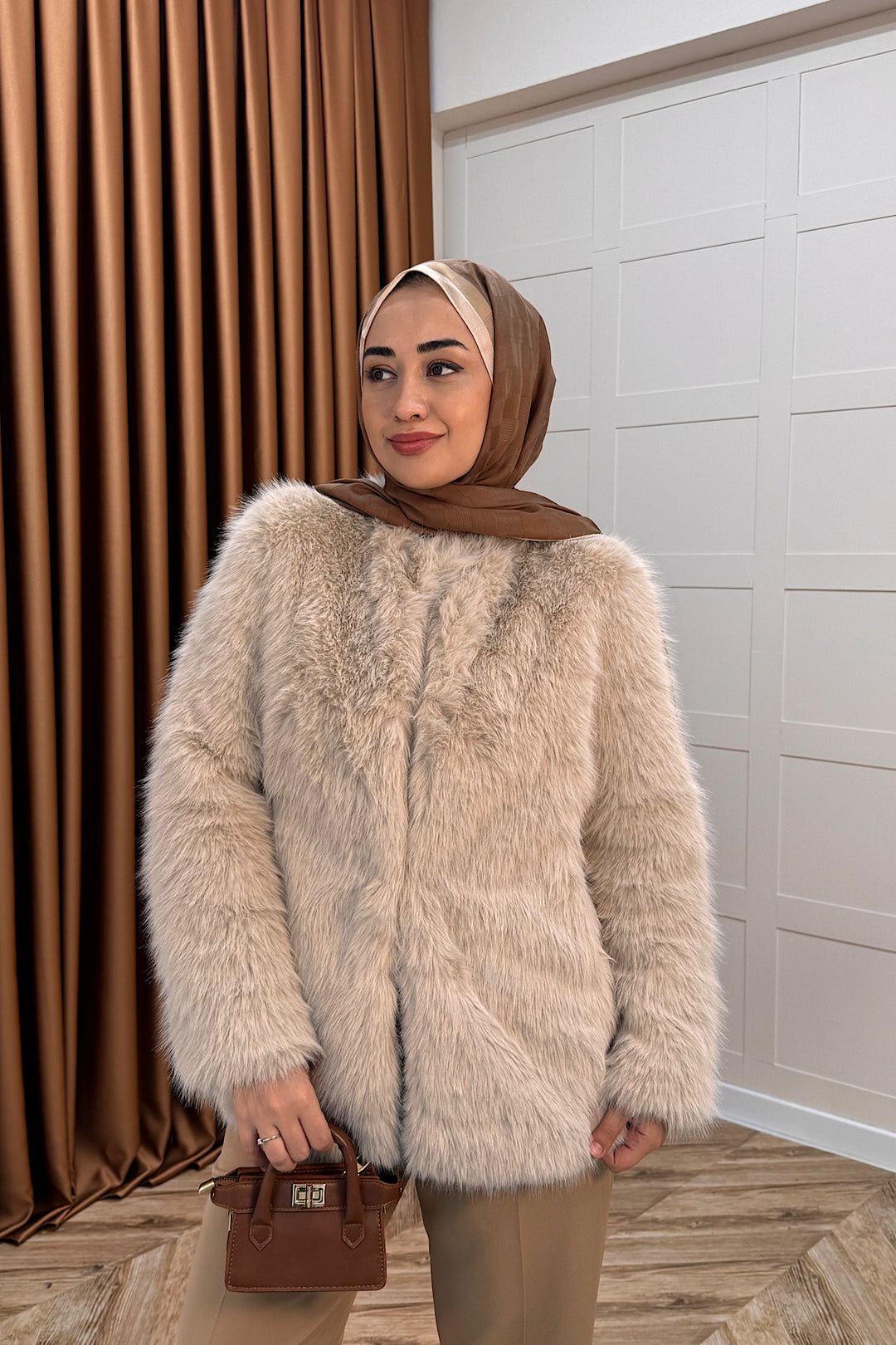 Divine Kürk Kaban Krem 5524-KREM