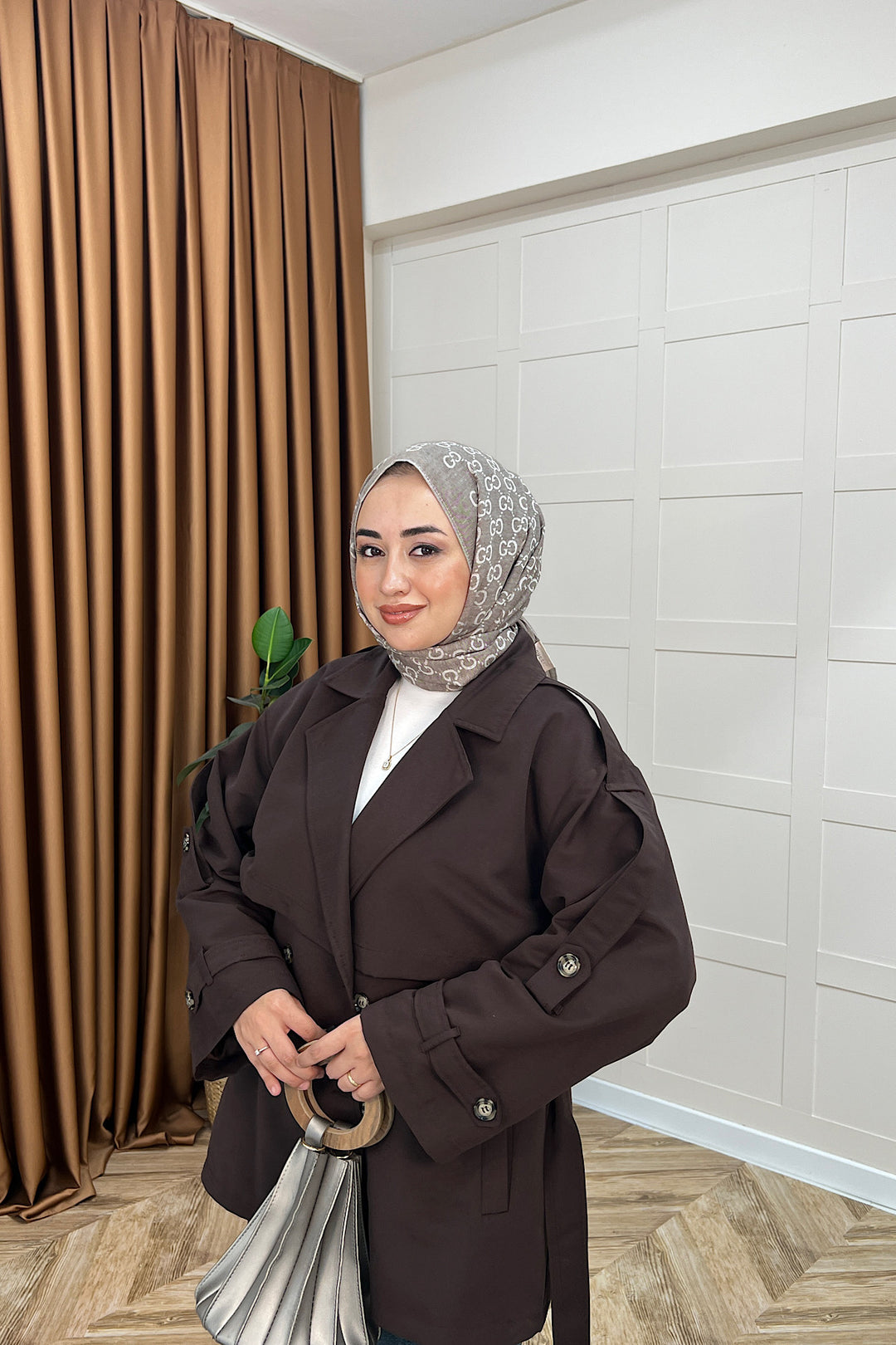 Pera Kuşaklı Trençkot Kahverengi 5534-KAHVERENGI
