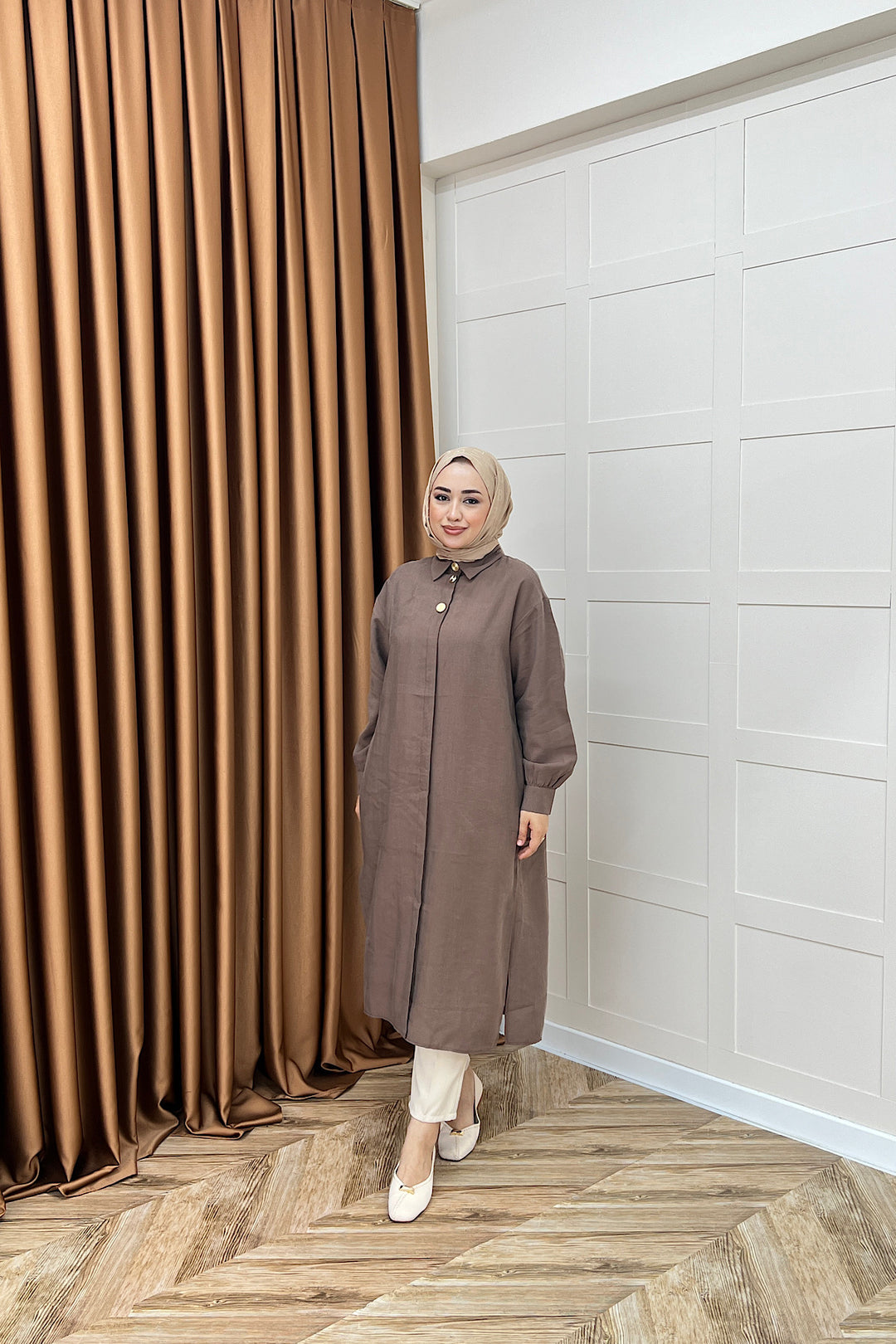 Zaina Uzun Tunik Kahverengi 6523-KAHVERENGI